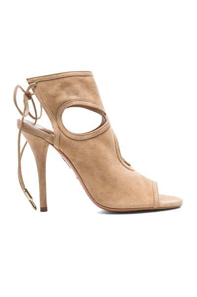 Shop Aquazzura Sexy Thing Suede Sandals In Neutrals. In Nude