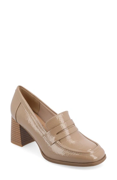 Journee Collection Malleah Loafer Pump In Patent/ Taupe