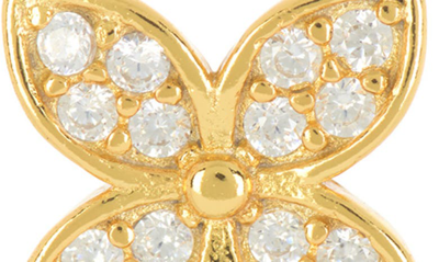 Shop Savvy Cie Jewels 18k Gold Plated Sterling Silver Pavé Crystal Floral Stud Earrings In Yellow