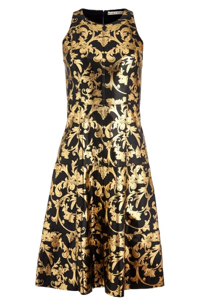 Shop Alice And Olivia Leandra Sleeveless Faux Leather Minidress In Florence Scroll