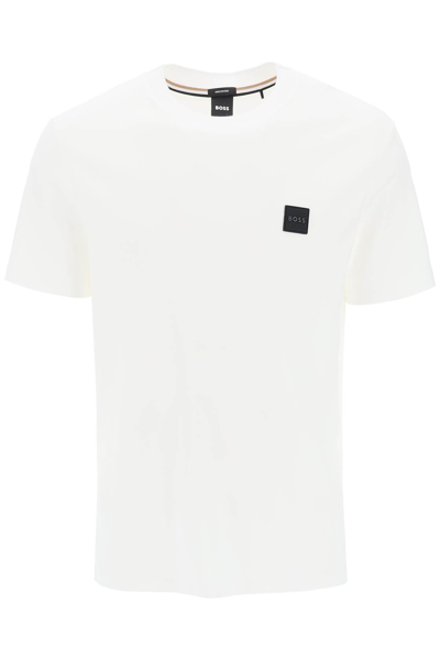 Shop Hugo Boss Tiburt T-shirt With Logo Patch In White (white)