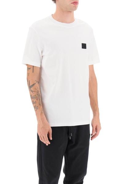 Shop Hugo Boss Tiburt T-shirt With Logo Patch In White (white)