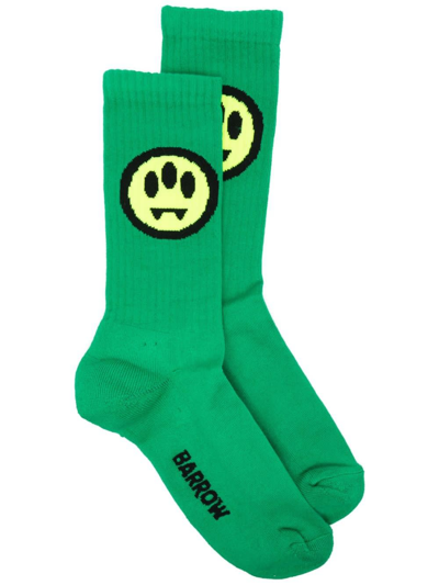 Shop Barrow Green Socks With Logo In Verde