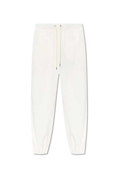 Shop Moncler Corduroy Drawstring Trousers In White