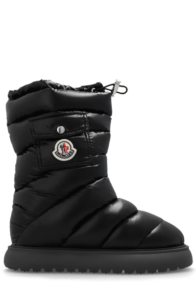 Shop Moncler Logo Motif Patch Puffer Boots In Black
