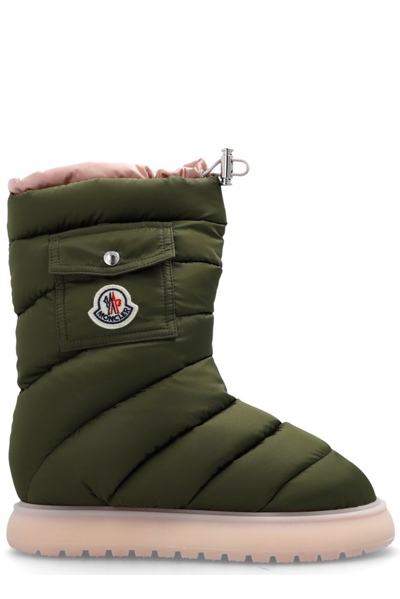 Shop Moncler Logo Patch Puffer Boots In Green
