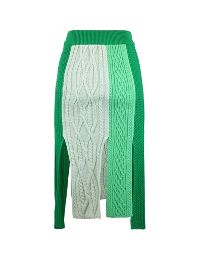 Andersson Bell Slit-detail Panelled Skirt In Blues And Greens