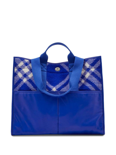 Shop Burberry Shopper Tote Bags In Blue