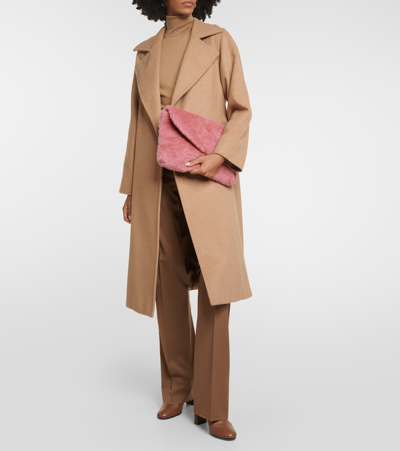 Max Mara Alpaca, Wool, And Silk Teddy Clutch In Pink