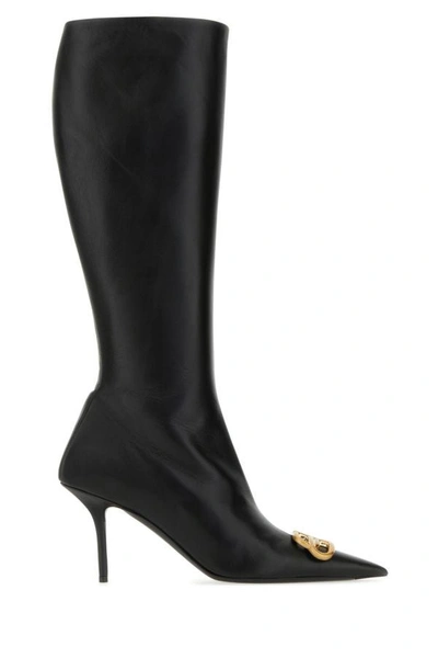 Shop Balenciaga Woman Black Nappa Leather Squared Knife Bb Boots