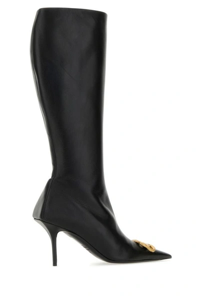 Shop Balenciaga Woman Black Nappa Leather Squared Knife Bb Boots