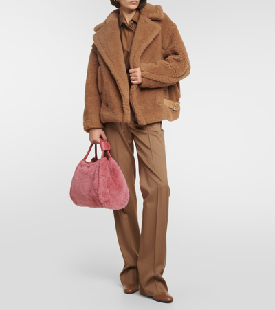Max Mara Marine Medium Teddy Tote Bag In Pink