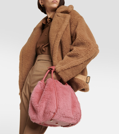 Max Mara Marine Medium Teddy Tote Bag In Pink