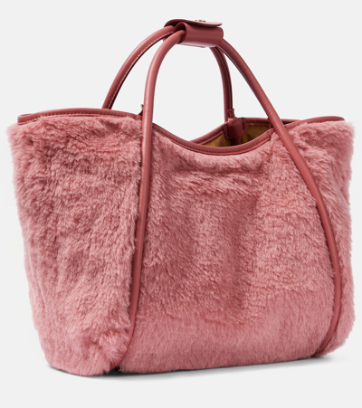 Max Mara Marine Medium Teddy Tote Bag In Pink