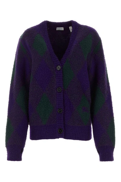 Shop Burberry Woman Two-tone Wool Cardigan In Multicolor