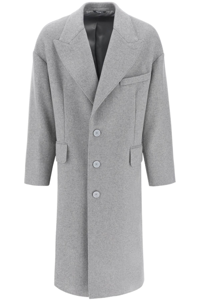 Shop Dolce & Gabbana Deconstructed Maxi Coat Men In Gray