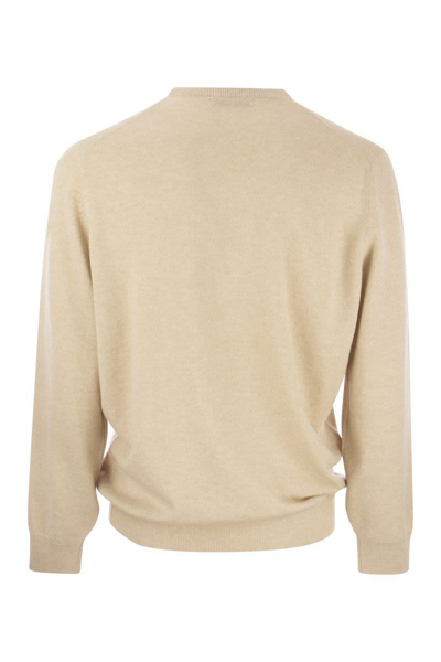 Shop Brunello Cucinelli Cashmere V-neck Sweater In Sand