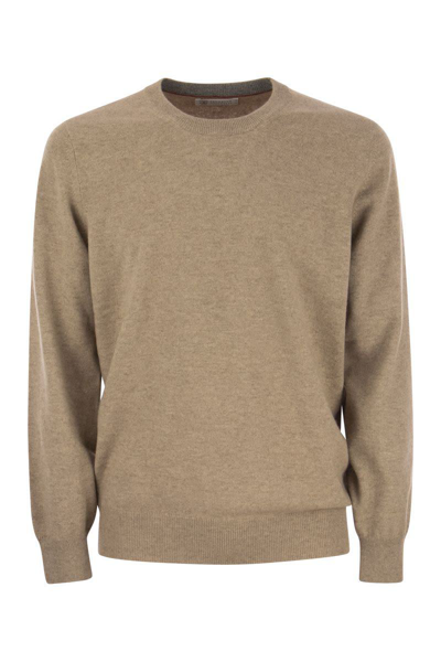 Shop Brunello Cucinelli Pure Cashmere Crew-neck Sweater In Hazelnut