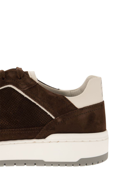 Shop Brunello Cucinelli Suede Leather Sneakers In Brown