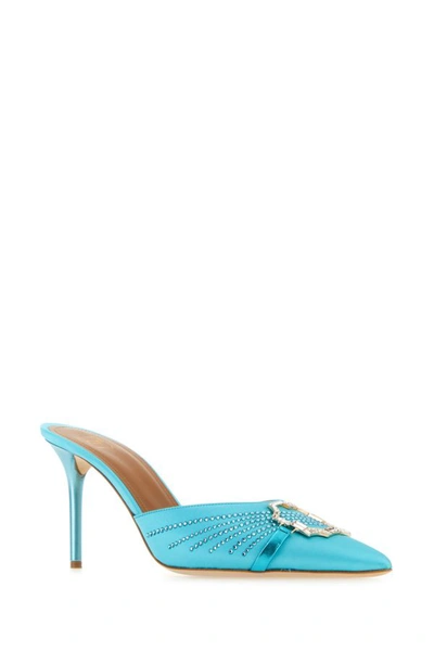 Shop Malone Souliers Woman Embellished Satin Missy Mules In Blue