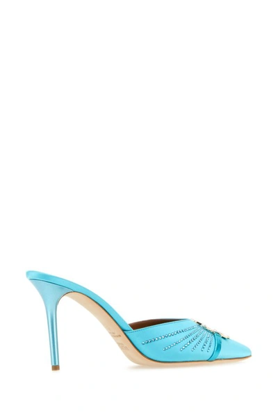 Shop Malone Souliers Woman Embellished Satin Missy Mules In Blue