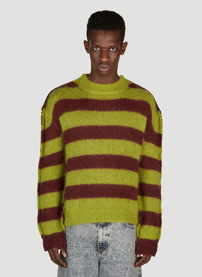 Shop Marni Men Double Stripe Sweater In Green