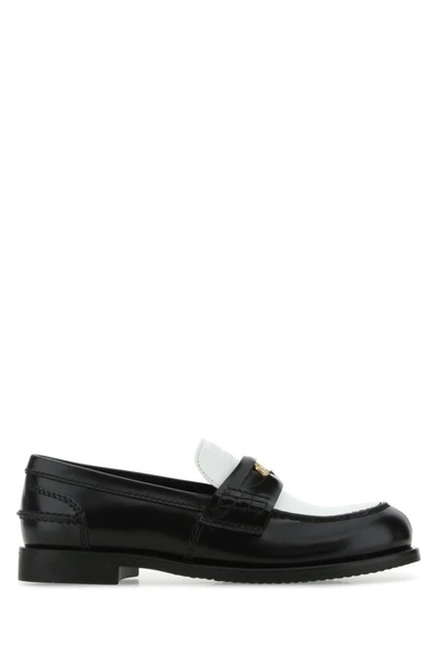 Shop Miu Miu Woman Two-tone Leather Loafers In Multicolor