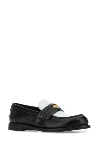 Shop Miu Miu Woman Two-tone Leather Loafers In Multicolor