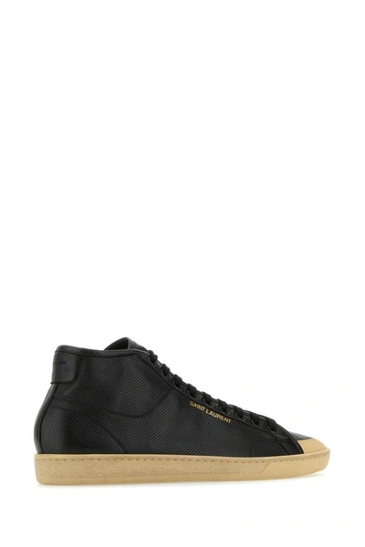 Shop Saint Laurent Man Black Leather Court Classic Sneakers