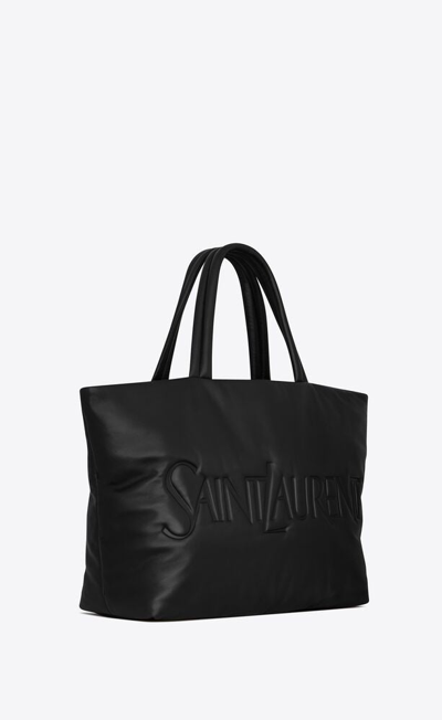 Shop Saint Laurent Men  Leather Tote Bag In Black
