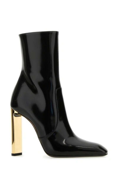 Shop Saint Laurent Woman Black Leather Auteuil Ankle Boots