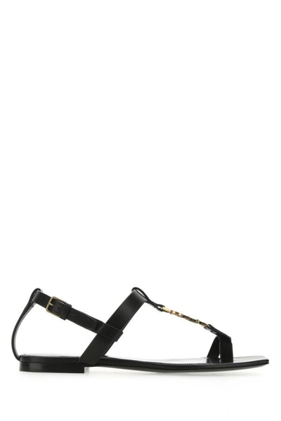 Shop Saint Laurent Woman Black Leather Cassandra Sandals