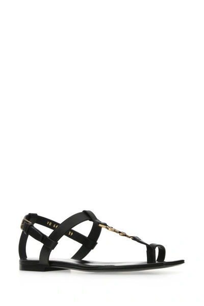 Shop Saint Laurent Woman Black Leather Cassandra Sandals