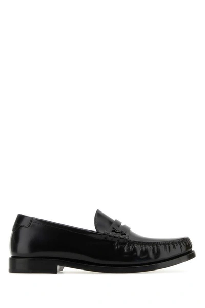 Shop Saint Laurent Woman Black Leather Loafers