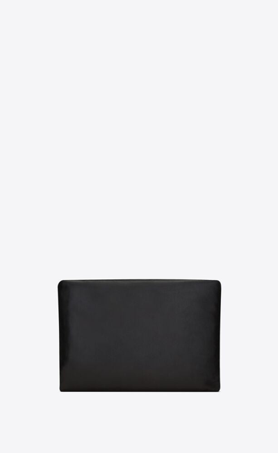 Shop Saint Laurent Women Small Calypso Leather Pillow Pouch In Black
