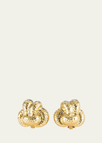 Shop Verdura 18k Yellow Gold Hammered Knot Earclips