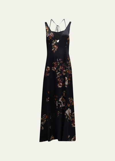Shop Jason Wu Sleeveless Floral-print A-line Maxi Dress In Black Multi/black