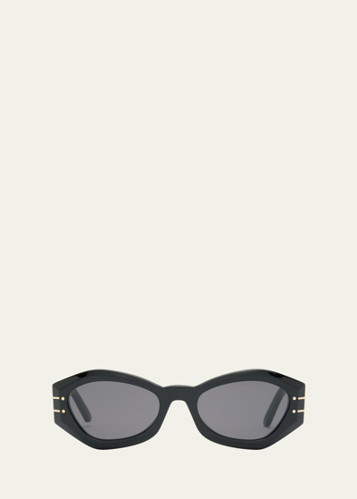 Dior The Signature B1u 55mm Butterfly Sunglasses In Black