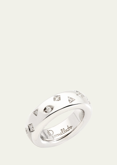 Shop Pomellato 18k White Gold Iconica Ring With Fancy Set Diamonds