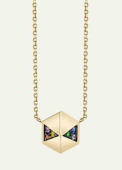 Shop Harwell Godfrey 18k Pyramid Stud Pendant Necklace In Rainbow