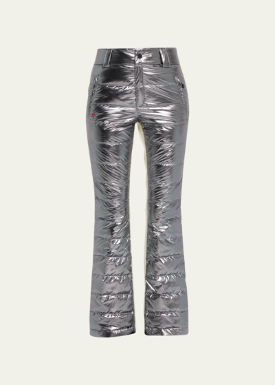 Shop Perfect Moment Talia Metallic Quilted Ski Pants In Silver Hp Foil