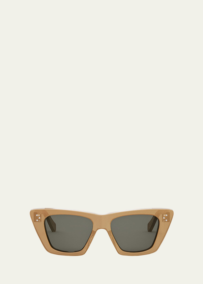 Shop Celine Bold Glittery Acetate Cat-eye Sunglasses In Beigo