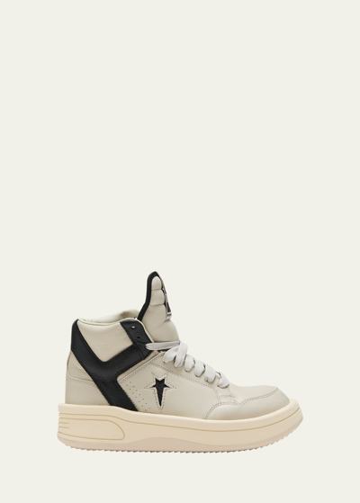 Shop Converse X Drkshdw X Drkshdw Bicolor Leather High-top Sneakers In Oysterblack