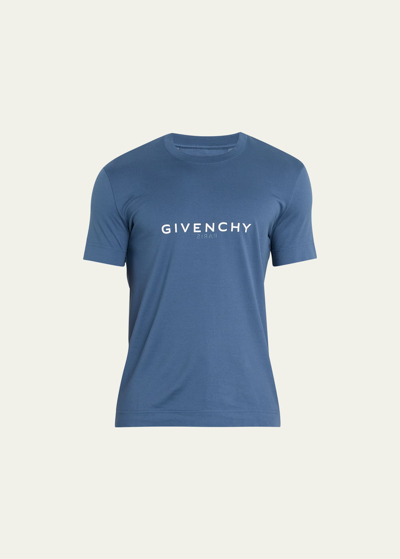 Shop Givenchy Men's Slim Basic Logo T-shirt In Military Blue