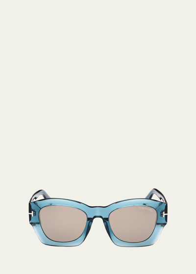 Shop Tom Ford Guilliana Acetate Cat-eye Sunglasses In Shiny Transparent