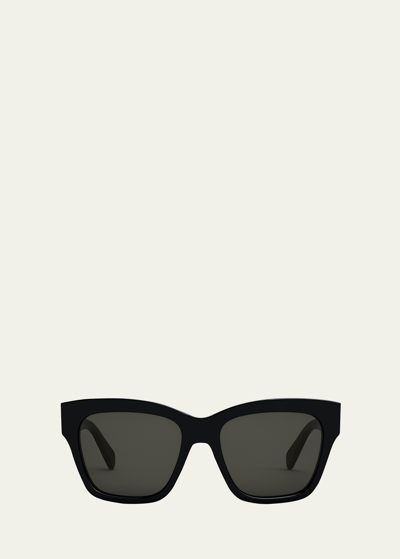 Shop Celine Monochrome Triomphe Acetate Cat-eye Sunglasses In Sblk/smk