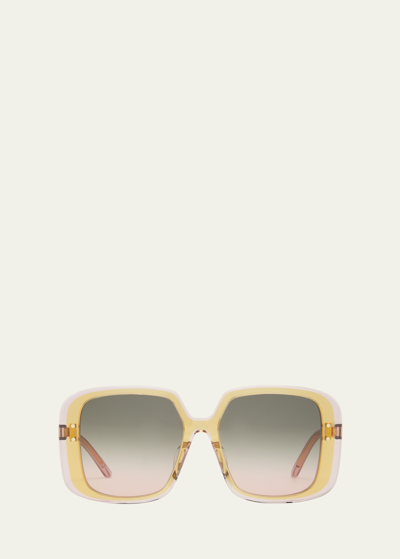 Shop Dior Highlight S3f Sunglasses In Shiny Yellow Grad