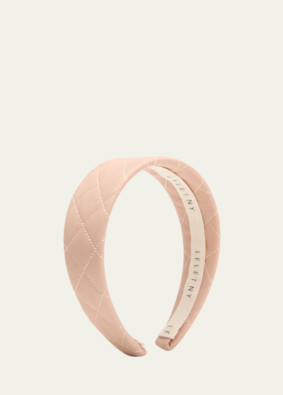 Shop Lelet Ny Stella Quilted Leather Headband In Blush