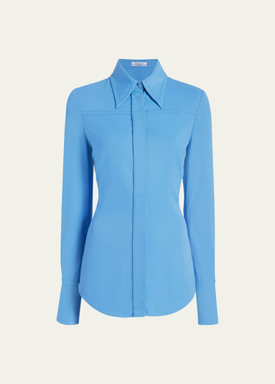 Shop Another Tomorrow Bias Seamed Button Up Blouse In Agean