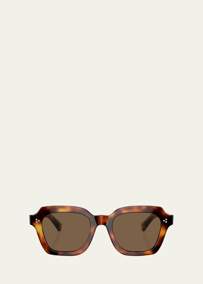 Shop Oliver Peoples Kienna Acetate Square Sunglasses In Dark Brown